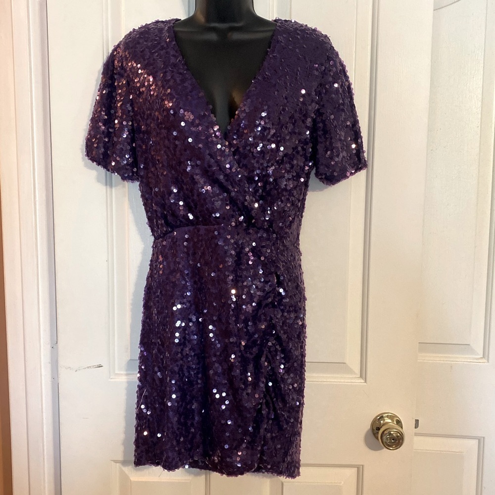 “LEYDEN” Sequin Ruched Mini Dress - Picture 3 of 16